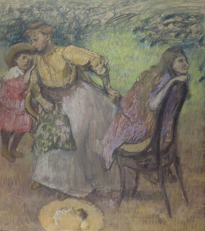 Kunstdruck von „Madame Alexis Rouart und ihre Kinder“ von Edgar Degas, handgefertigt in Deutschland als Leinwand oder Poster erhältlich