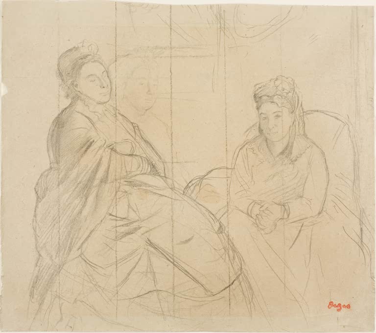Kunstdruck des Gemäldes Madame Lisle und Madame Loubens von Edgar Degas, handgefertigt in Deutschland