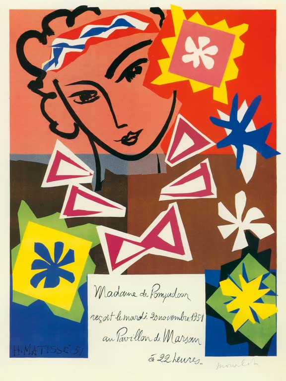 Kunstdruck des Gemäldes „Madame de Pompadour empfing am Dienstag, dem 20. November 1951, Gäste im Palais de Justice.“ von Henri Matisse, als Leinwand oder Poster, auf Wunsch gerahmt, in Deutschland per Hand gefertigt.