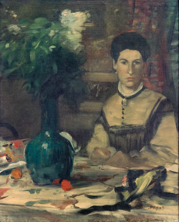 Kunstdruck des Gemäldes Madame de Rutté von Edgar Degas mit dem Porträt von Madame de Rutté.