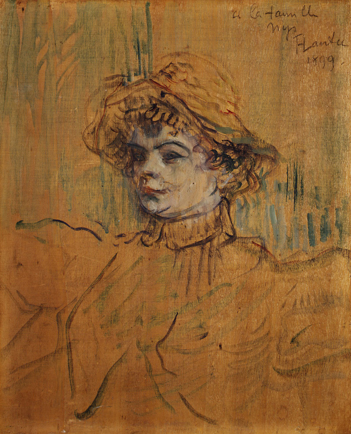 Porträt von Mademoiselle Nys, ein zartes Hochformat-Gemälde von Henri de Toulouse-Lautrec, 1899, mit weichen Farbnuancen und einem eleganten Ausdruck.