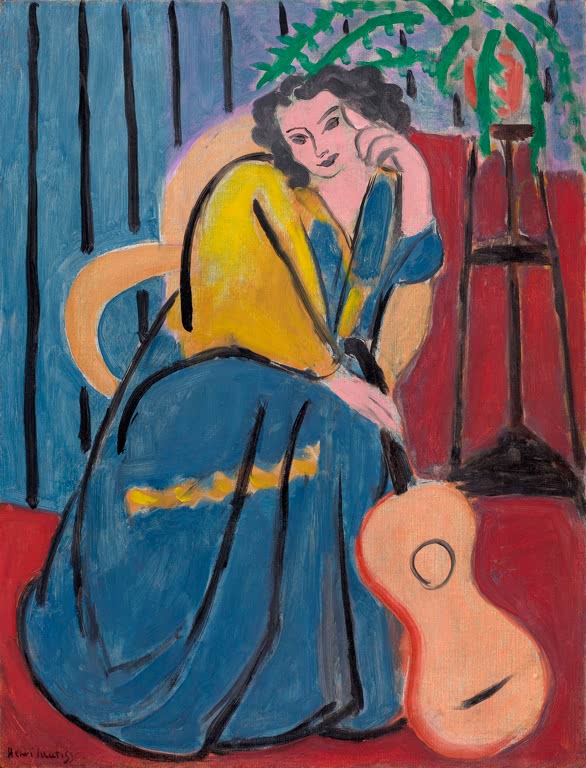 Kunstdruck „Mädchen in Gelb und Blau mit Gitarre“ von Henri Matisse, handgefertigt in Deutschland