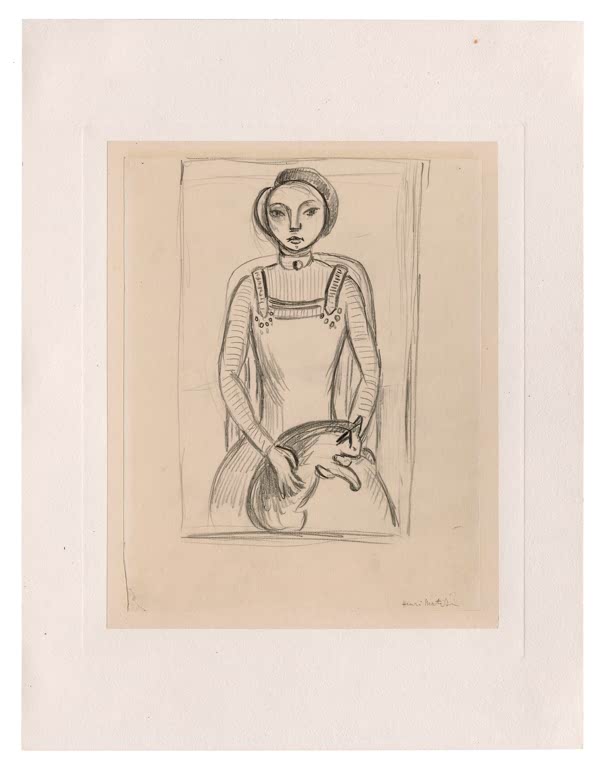 Kunstdruck „Mädchen mit einer Katze“ von Henri Matisse, handgefertigt in Deutschland