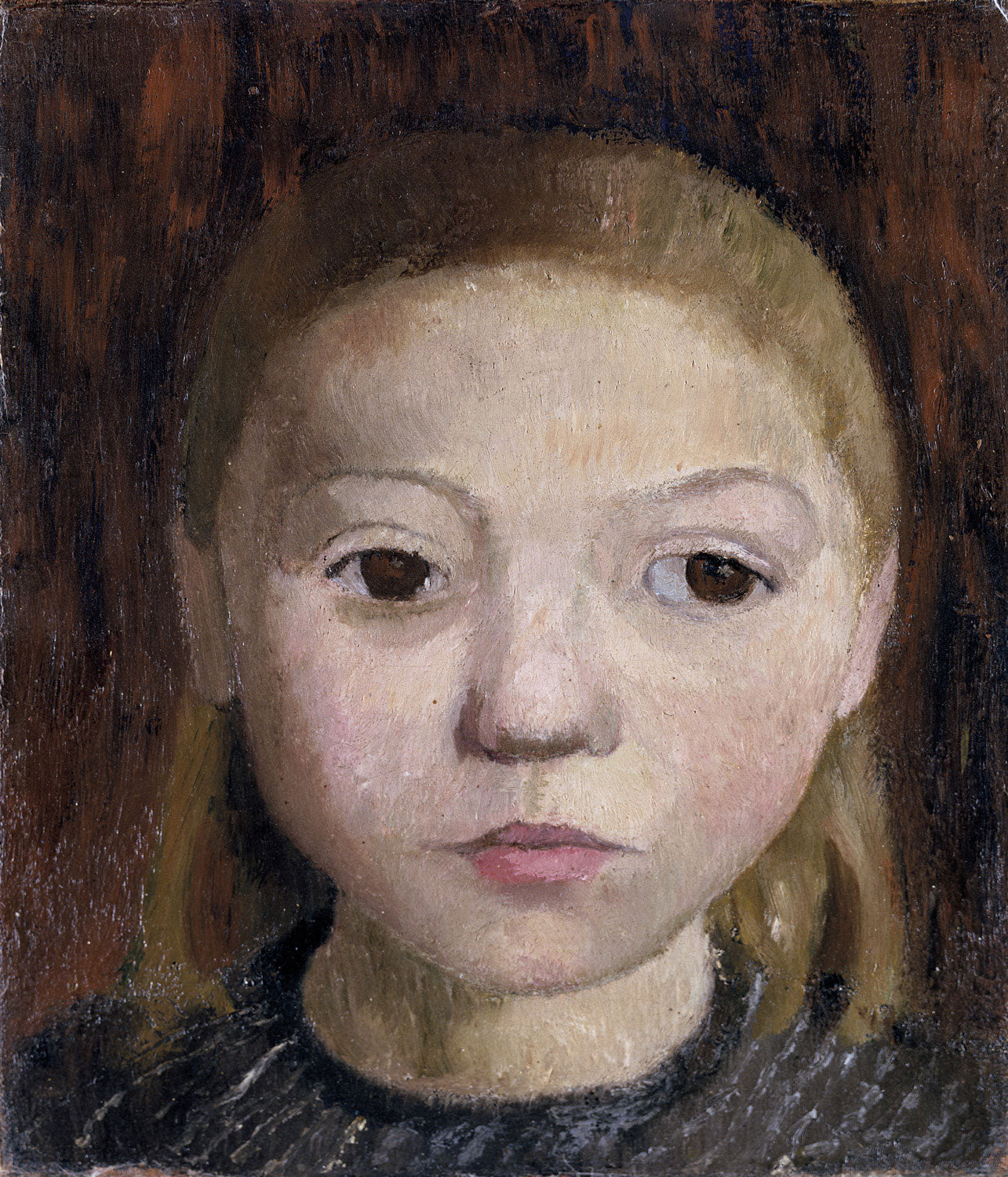 Mädchenkopf von Paula Modersohn-Becker – Ausdrucksstarkes Porträt eines Mädchens mit weichen Formen und warmen Farbtönen im Stil des frühen Expressionismus.