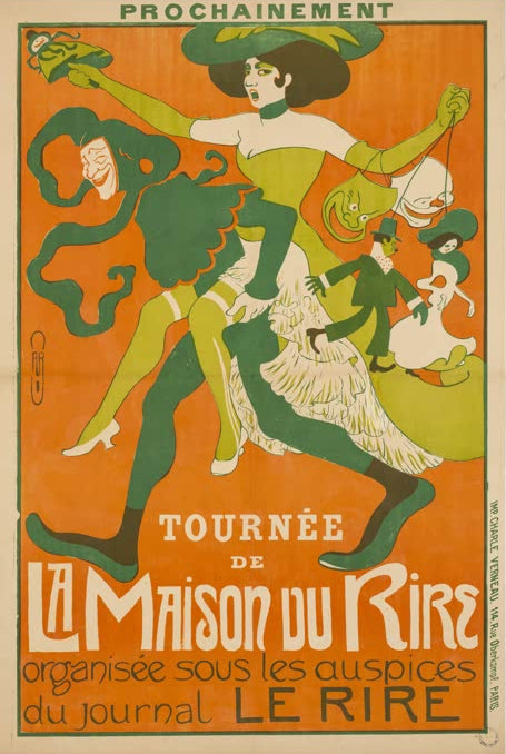 Kunstdruck „Maison-du-Rire-Tour“ von Auguste Roubille mit humoristischer Reiseszene