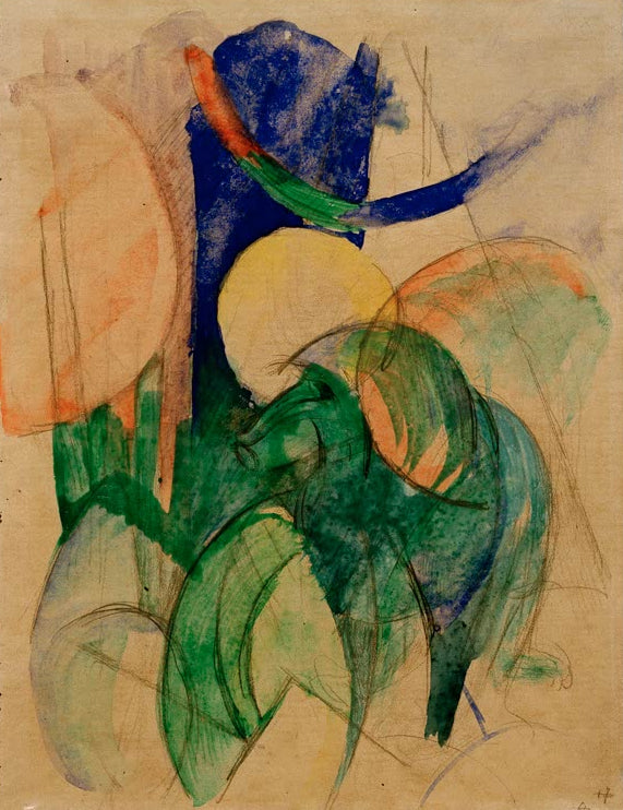 Kunstdruck des Gemäldes „Mandrill“ von Franz Marc. Hochwertig in Deutschland von Hand gefertigt, erhältlich als Poster oder Leinwand und optional gerahmt.