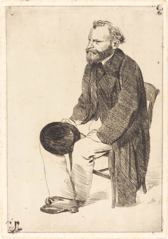 Kunstdruck des Gemäldes „Manet sitzend, nach links gewandt“ von Edgar Degas, detailgetreu als Kunstdruck umgesetzt und in Deutschland von Hand gefertigt.