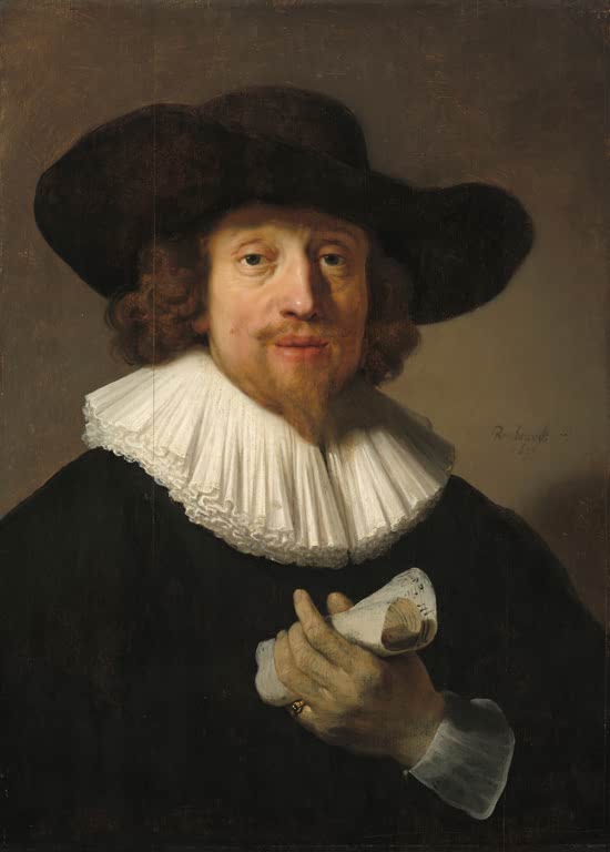 Kunstdruck „Mann mit einem Notenblatt“ von Rembrandt van Rijn