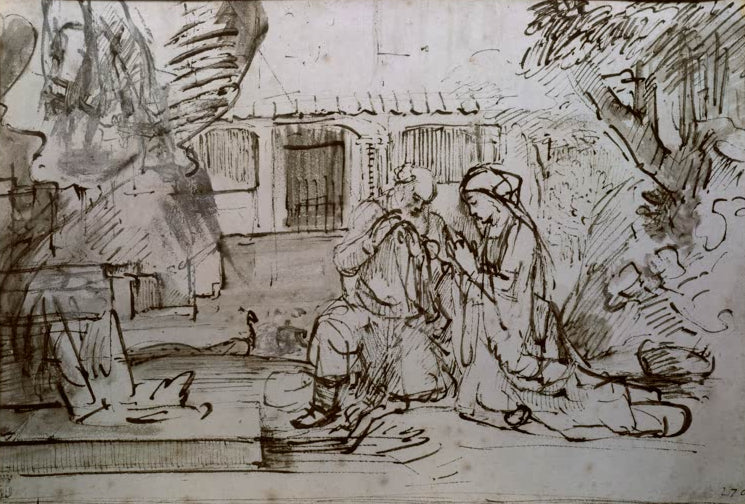 Kunstdruck Manoah und sein Weib im Gebet von Rembrandt van Rijn