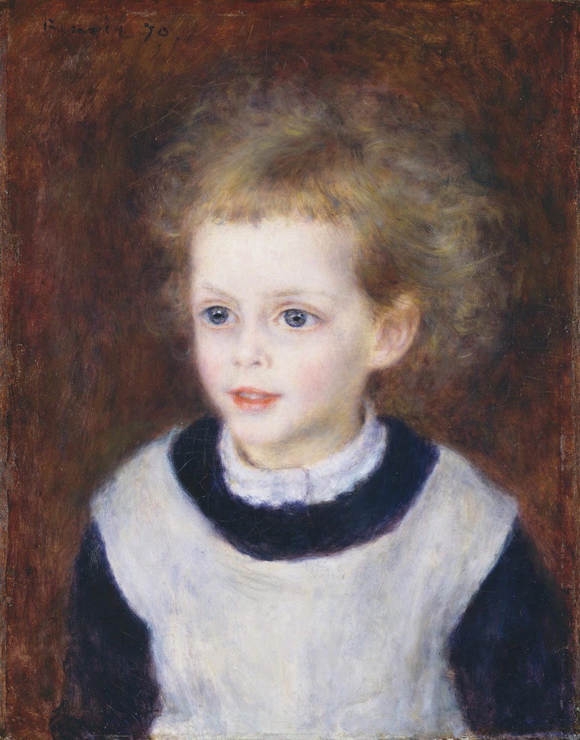 Impressionistisches Porträt von Pierre-Auguste Renoir, das Marguerite-Thérèse (Margot) Berard zeigt. Sanfte Pinselstriche und warme Pastelltöne verleihen dem Bild eine elegante und verträumte Atmosphäre.