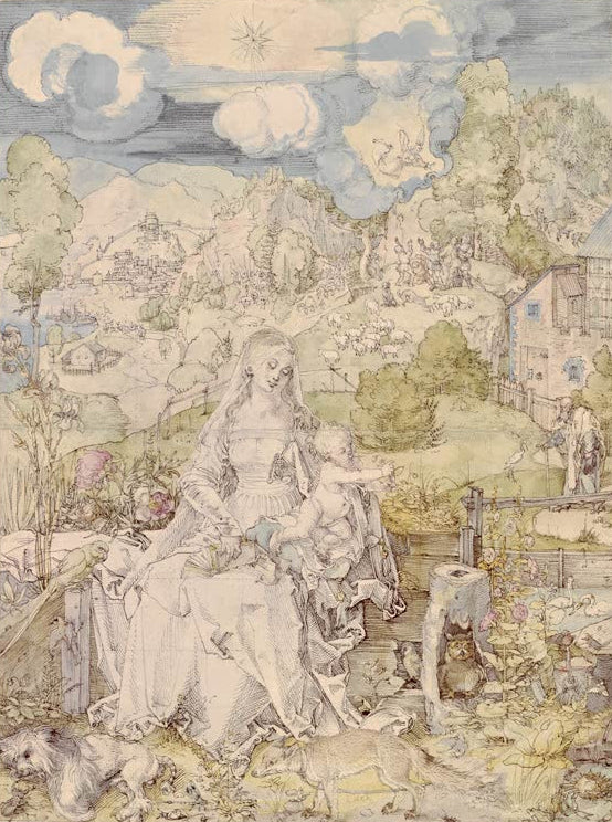 Kunstdruck „Maria mit den vielen Tieren“ von Albrecht Dürer