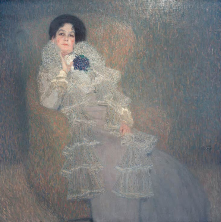 Kunstdruck von „Marie Henneberg“ von Gustav Klimt mit elegantem Porträt und charakteristischer Jugendstil-Ästhetik. In Deutschland von Hand gefertigt, als Leinwand oder Poster erhältlich.
