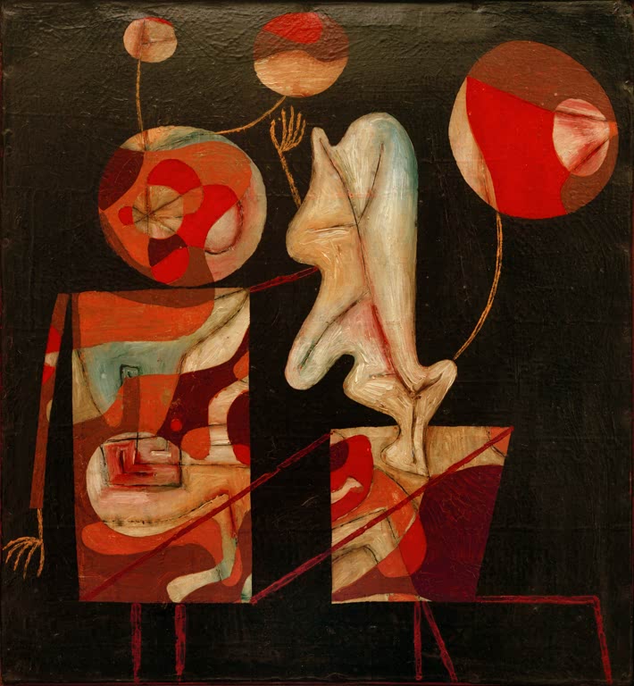 Kunstdruck „Marionetten (Bunt auf Schwarz)“ von Paul Klee, handgefertigt in Deutschland