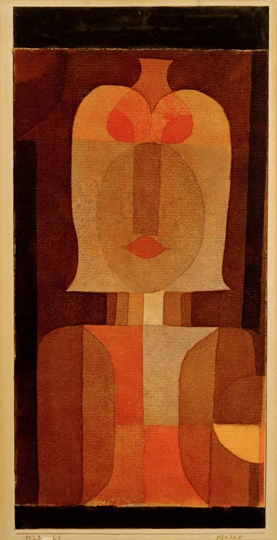 Kunstdruck des Gemäldes Maske von Paul Klee, handgefertigt in Deutschland als hochwertiger Kunstdruck.
