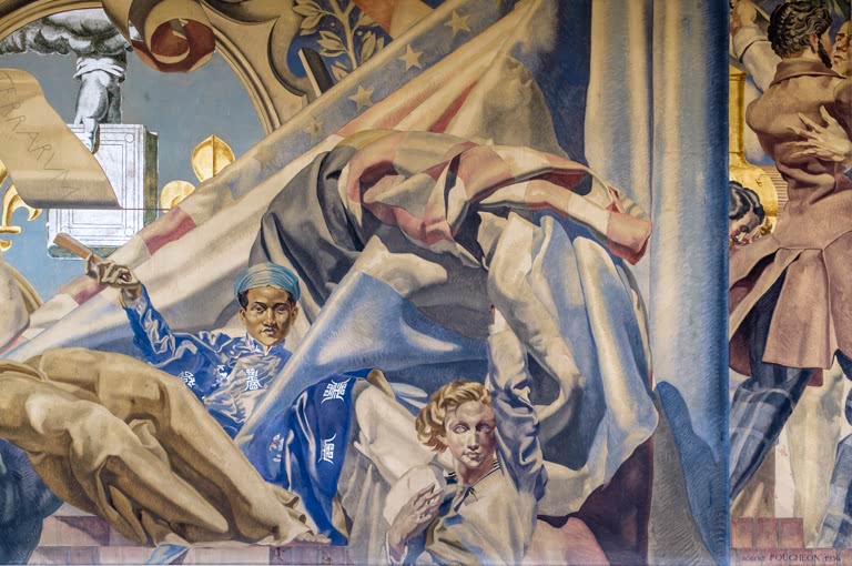 Kunstdruck „Mauermalerei in der Annexe“ von Robert Poughéon mit dekorativer Wandgestaltung und figürlichen Motiven