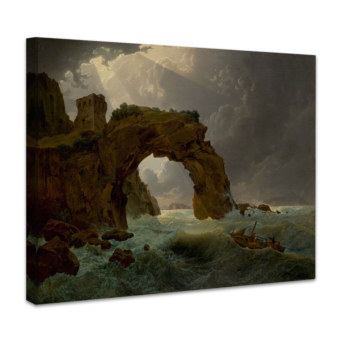 Meeressturm beim Arco di Miserno bei Miliscola mit Blick gegen Nisida | Joseph Rebell