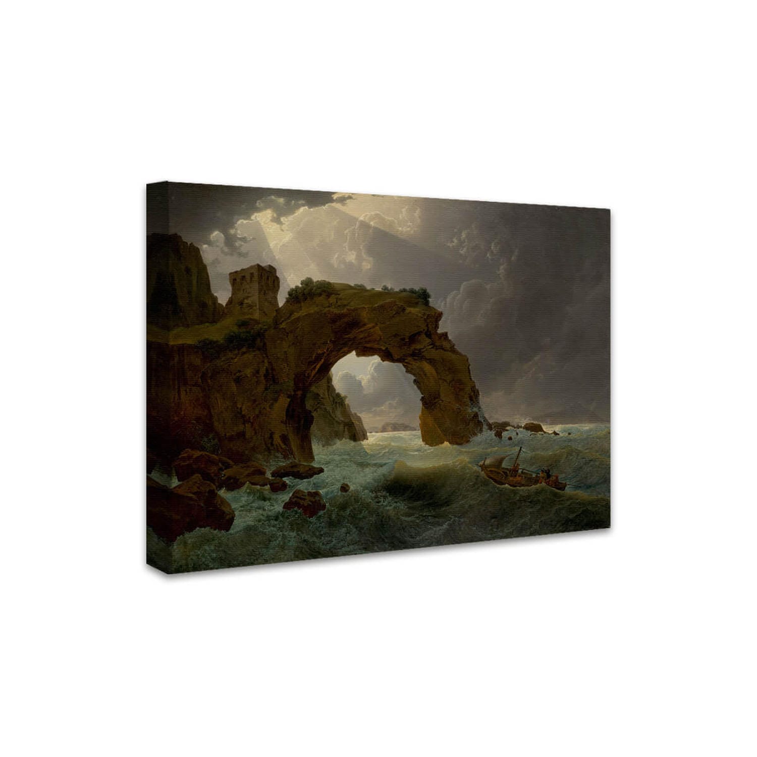 Meeressturm beim Arco di Miserno bei Miliscola mit Blick gegen Nisida | Joseph Rebell