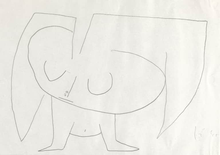 Kunstdruck „Mehr Vogel“ von Paul Klee mit abstrahiertem Vogelmotiv und charakteristischer Farbgestaltung