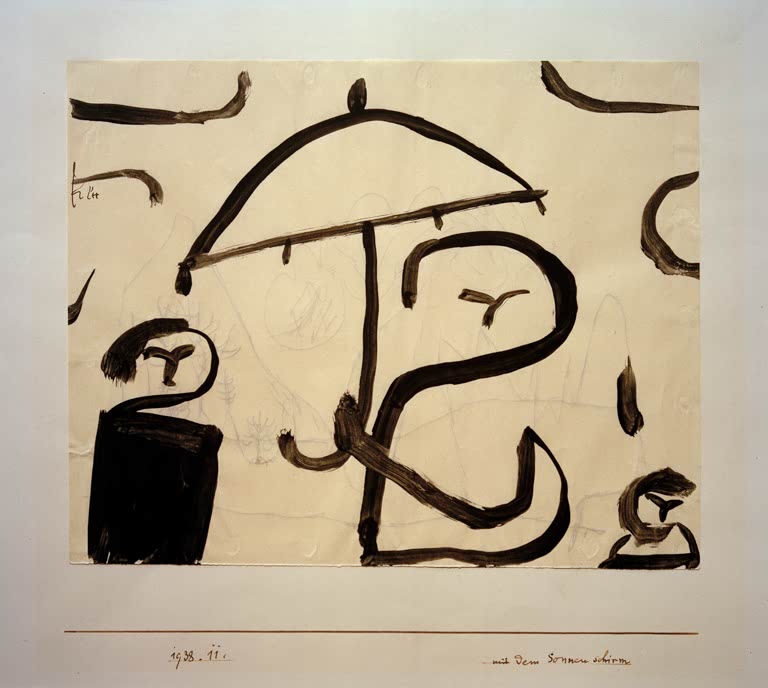 Kunstdruck „Mit dem Sonnenschirm“ von Paul Klee, handgefertigt in Deutschland