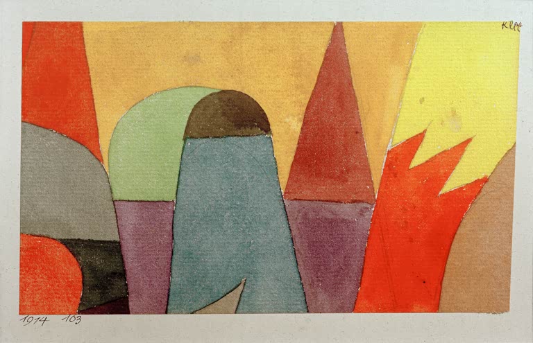 Kunstdruck „Mit dem mauve Dreieck“ von Paul Klee, handgefertigt in Deutschland