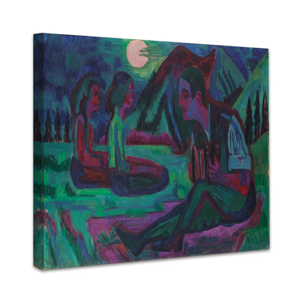 Mondnacht; Handorgler in Mondnacht | Ernst Ludwig Kirchner