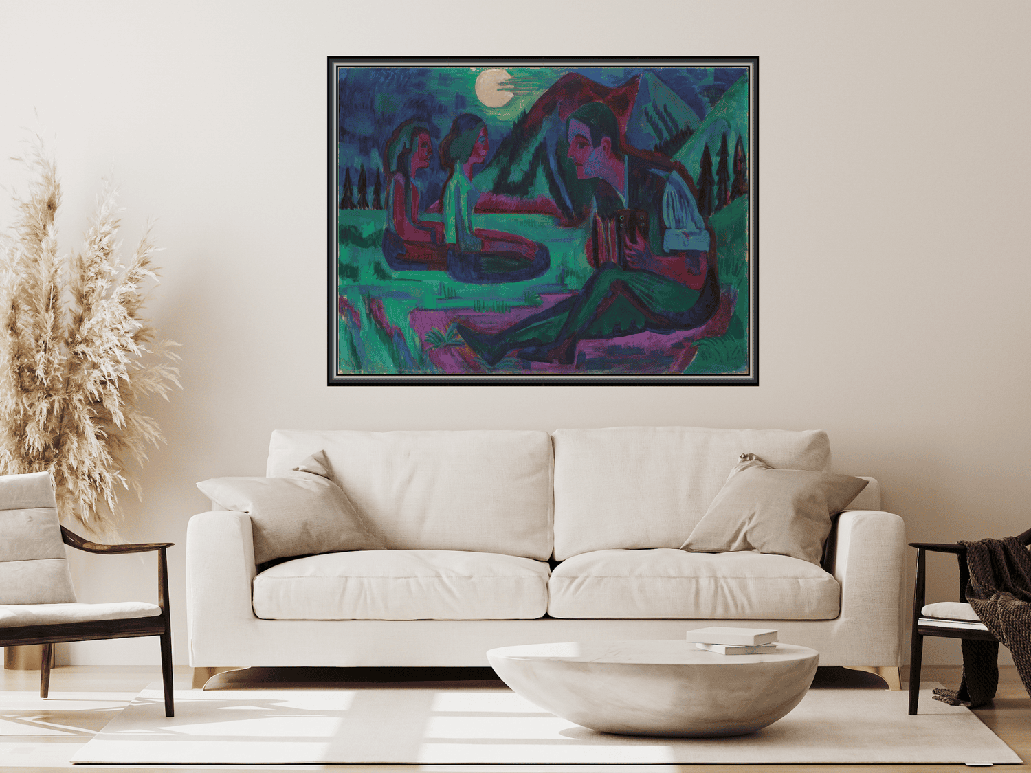 Mondnacht; Handorgler in Mondnacht | Ernst Ludwig Kirchner