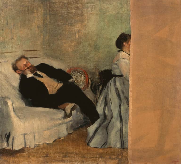 Kunstdruck von Monsieur et Madame Edouard Manet von Edgar Degas mit einem eindrucksvollen Porträt des Künstlerpaares im impressionistischen Stil.
