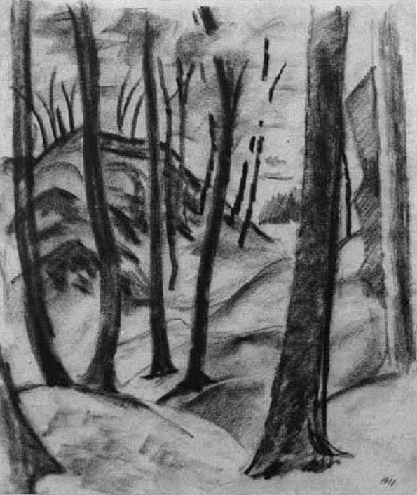Kunstdruck des Gemäldes „Motiv aus der Wolfsschlucht“ von August Macke. Hochwertig in Deutschland von Hand gefertigt, erhältlich als Poster oder Leinwand und optional gerahmt.