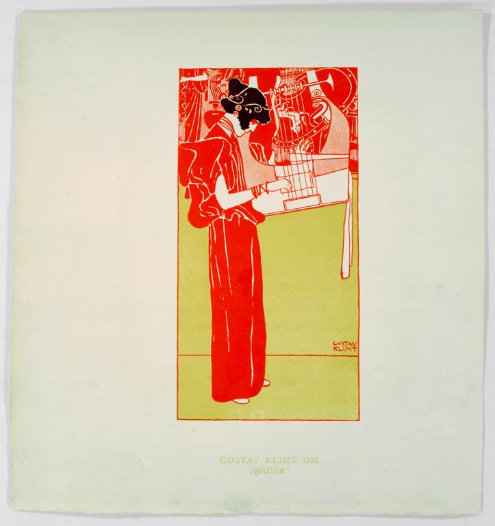 Kunstdruck des Gemäldes „Musik“ von Gustav Klimt – hochwertige Reproduktion des symbolistischen Jugendstil-Kunstwerks mit detailreichen Ornamenten.