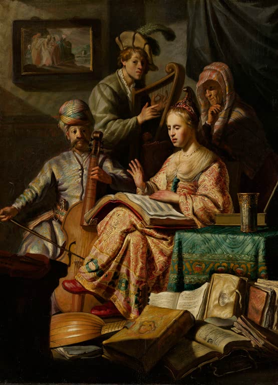 Kunstdruck „Musikalische Gesellschaft“ von Rembrandt van Rijn