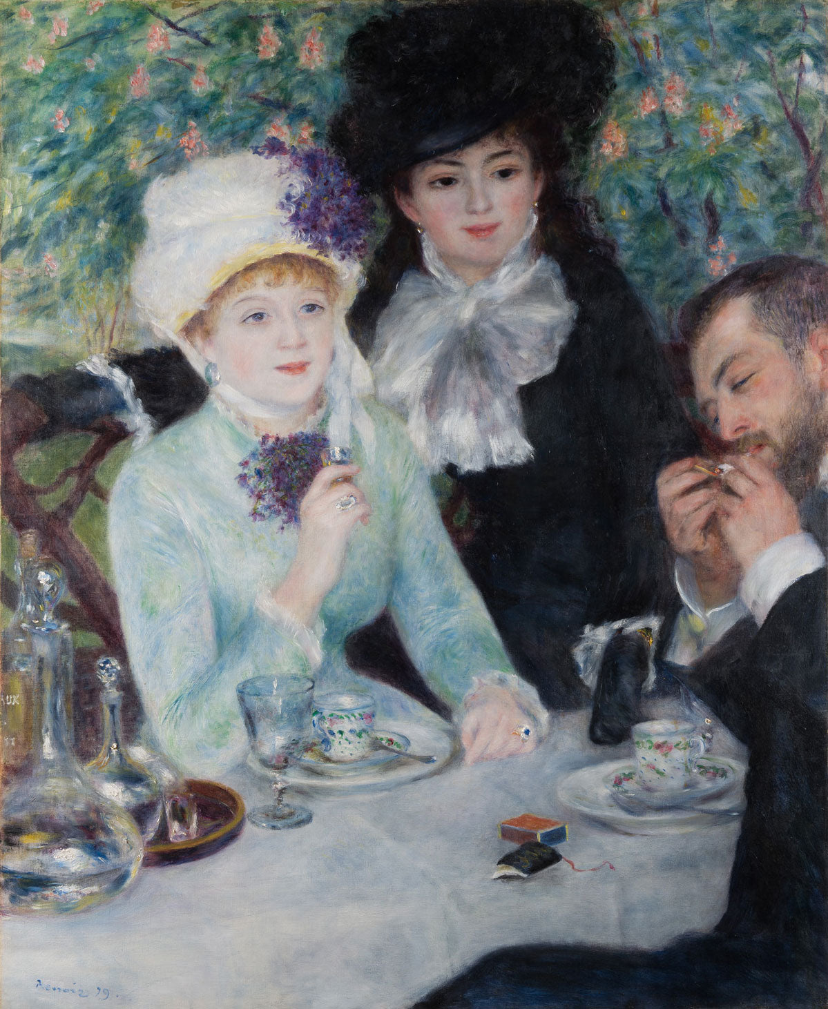 "Nach dem Mittagessen" (La fin du déjeuner) von Auguste Renoir – Impressionistische Szene einer eleganten Gesellschaft nach einer Mahlzeit, mit weichem Licht und lebendigen Farben.