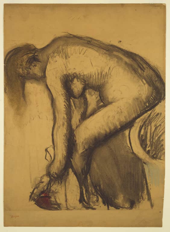 Kunstdruck des Gemäldes „Nach dem Bad (Frau trocknet sich die Füße ab)“ von Edgar Degas, detailgetreu als Kunstdruck umgesetzt und in Deutschland von Hand gefertigt.