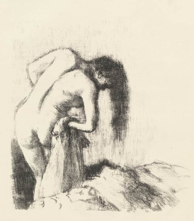 Kunstdruck von „Nach dem Bad“ von Edgar Degas, handgefertigt in Deutschland als Leinwand oder Poster erhältlich