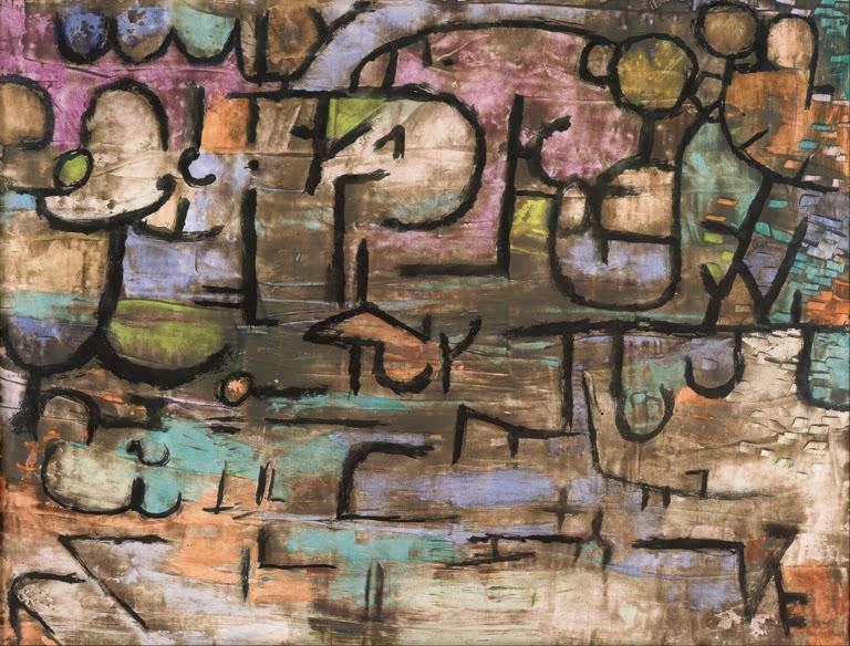 Kunstdruck des Gemäldes „Nach der Sintflut“ von Paul Klee – hochwertige Reproduktion eines ausdrucksstarken Kunstwerks mit symbolischer Bildsprache.