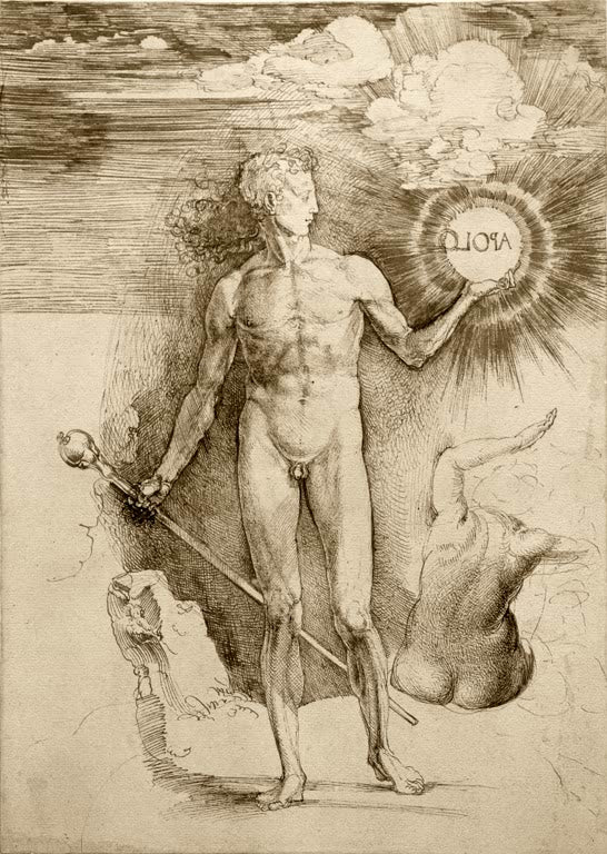 Kunstdruck „Nackter Mann mit Sonne und Stab“ von Albrecht Dürer