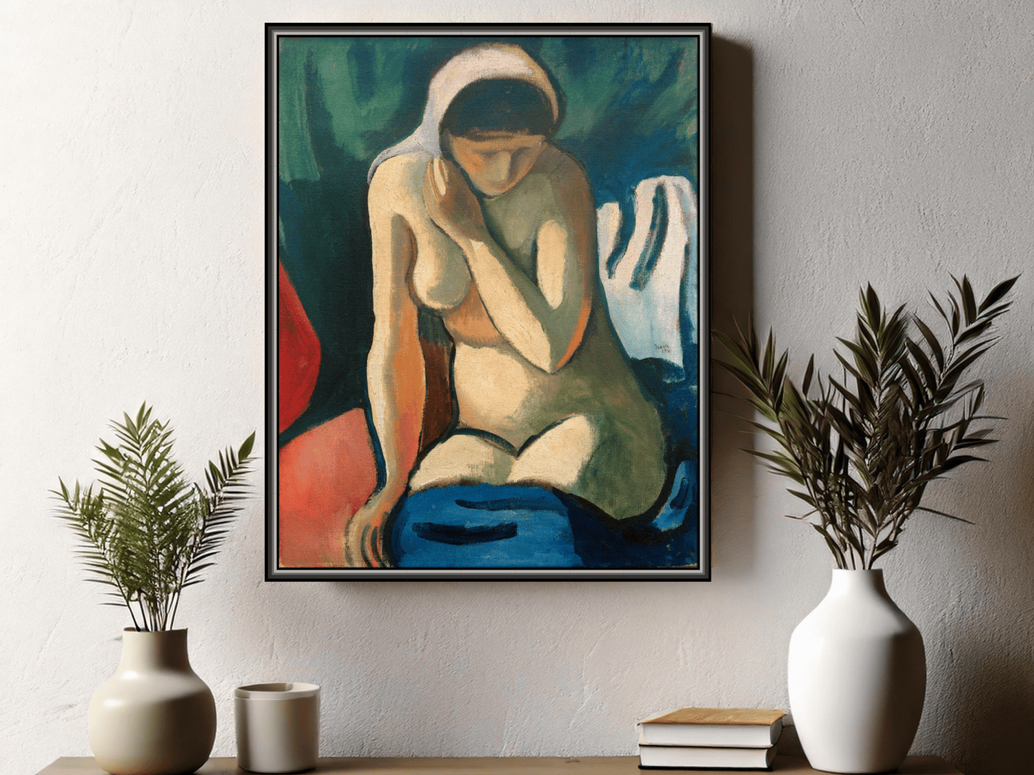 Nacktes Mädchen mit Kopftuch | August Macke