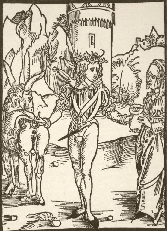 Kunstdruck „Narrenfreite“ von Albrecht Dürer mit satirischer Darstellung im Stil der Renaissance