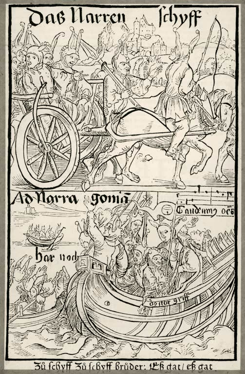 Kunstdruck des Motivs „Narrenschiff Titelblatt“ von Albrecht Dürer in hochwertiger Druckqualität. Erhältlich als Poster oder auf Leinwand, optional auch gerahmt.