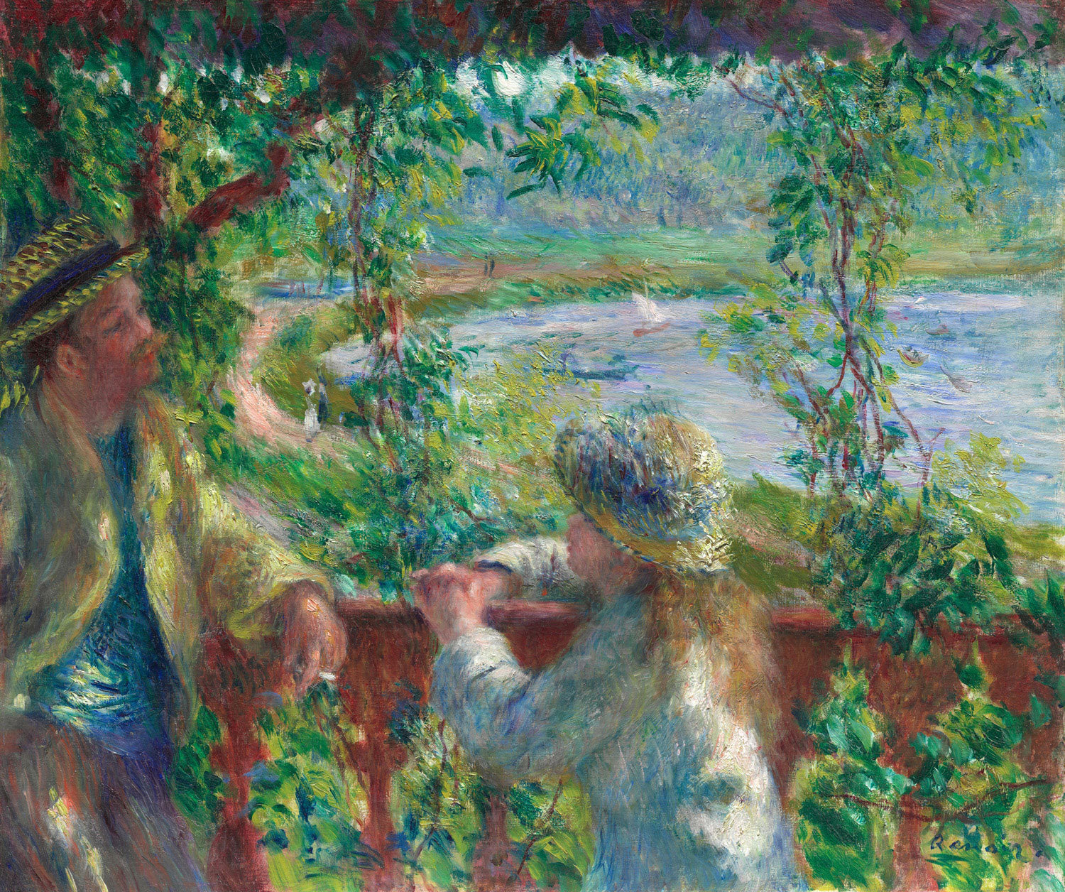 Das Gemälde „Nähe des Sees“ von Pierre-Auguste Renoir zeigt eine idyllische Seelandschaft, in der das sanfte Licht und die weichen Farben der Natur harmonisch miteinander verschmelzen. Es vermittelt eine Atmosphäre der Ruhe und zeitlosen Eleganz und spiegelt Renoirs meisterhafte Kunstfertigkeit wider.