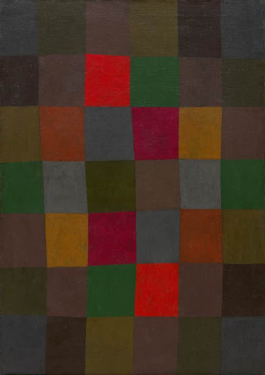 Kunstdruck „Neue Harmonie“ von Paul Klee mit abstrakter Komposition aus geometrischen Formen und harmonisch abgestimmten Farben