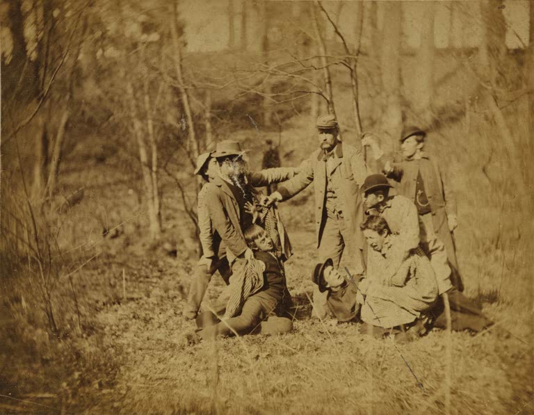 Kunstdruck des Gemäldes Neun kostümierte männliche Studenten von Thomas Eakins, handgefertigt in Deutschland