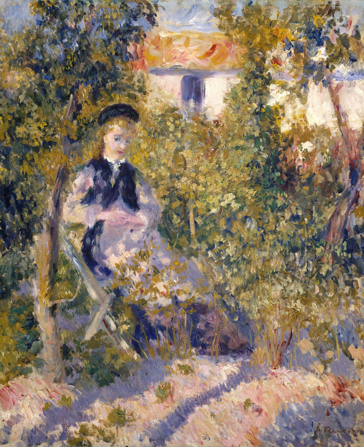 Pierre-Auguste Renoirs "Nini im Garten" zeigt das Porträt der jungen Nini Lopez in einem üppigen Garten. Mit lebendigen Farben und fließenden Pinselstrichen fängt Renoir die natürliche Schönheit und Fröhlichkeit der Szene ein, die einen charmanten Eindruck der weiblichen Form vermittelt.