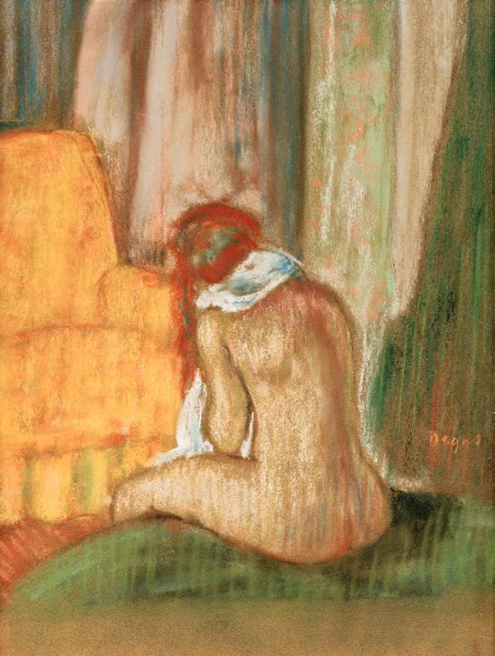 Kunstdruck des Gemäldes „Nu assis de dos“ von Edgar Degas, detailgetreu als Kunstdruck umgesetzt und in Deutschland von Hand gefertigt.