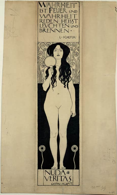Kunstdruck des Gemäldes „Nuda Veritas“ von Gustav Klimt – hochwertige Reproduktion des symbolistischen Jugendstil-Kunstwerks.