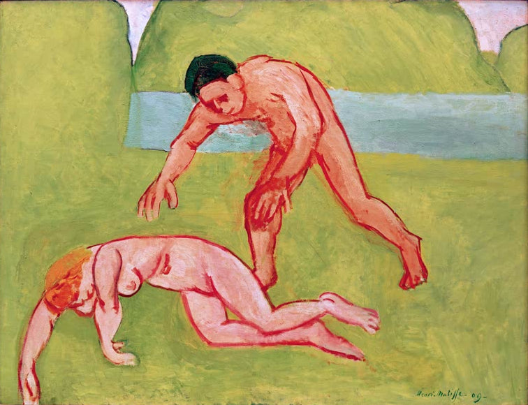 Kunstdruck „Nymphe und Satyr“ von Henri Matisse mit ausdrucksstarker Darstellung einer Nymphe und eines Satyrs