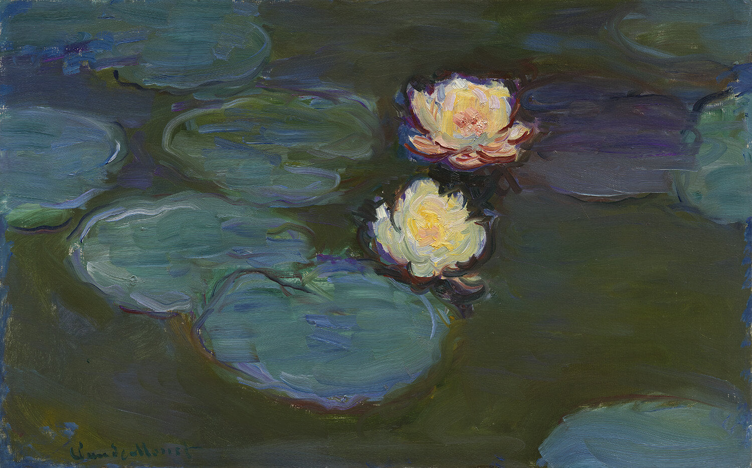 Seerosen von Claude Monet, impressionistisches Gemälde mit lebendiger Darstellung von Licht, Wasser und der Schönheit der Natur.