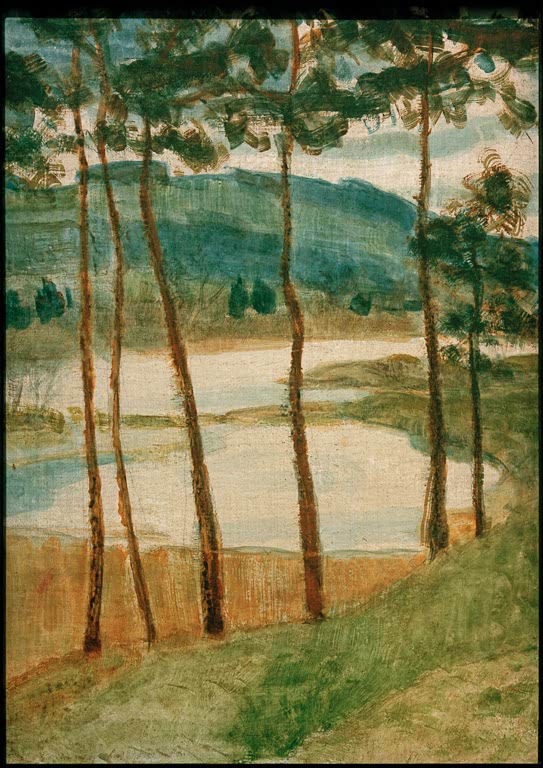 Kunstdruck „Ohne Titel (Partie in der Elfenau)“ von Paul Klee mit abstrakter Landschaft und charakteristischer Farbgestaltung