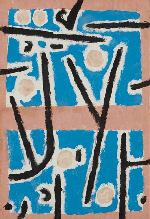 Kunstdruck von „Ohne Titel“ von Paul Klee mit abstrakter Komposition und charakteristischer Farb- und Formensprache.