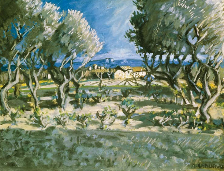 Kunstdruck „Olivenbäume“ von Auguste Chabaud mit mediterraner Landschaft und markanten Baumformen