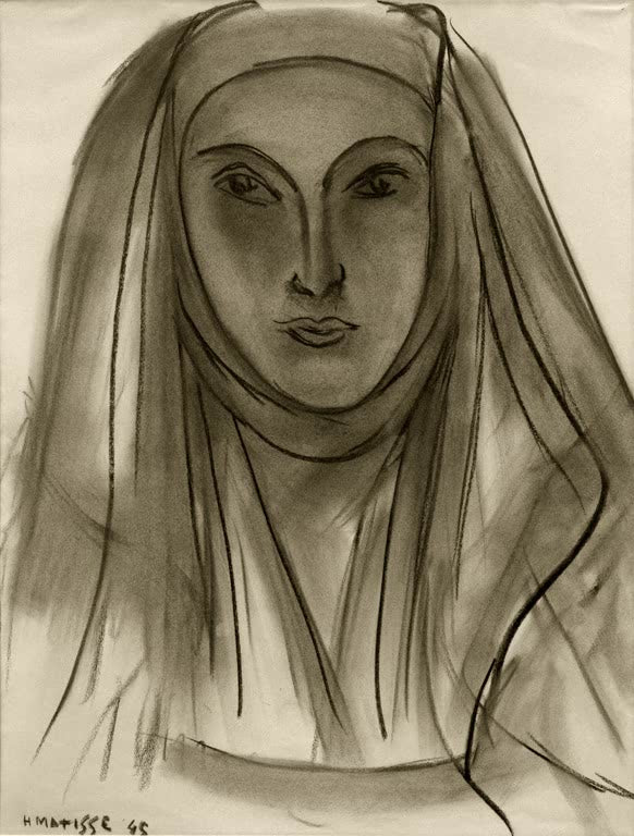 Kunstdruck des Gemäldes „Ordensschwester“ von Henri Matisse, erhältlich als Poster oder Leinwand, optional gerahmt, in Deutschland von Hand gefertigt.
